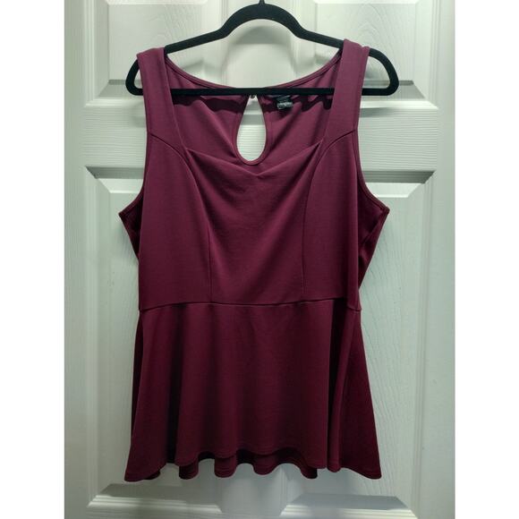 Torrid Women's Size Large (0) Burgandy Wine Peplum Ponte Knit Sleeveless Top - Picture 1 of 4